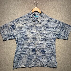 Tori Richard Gray and White Tropical Men's Shirt